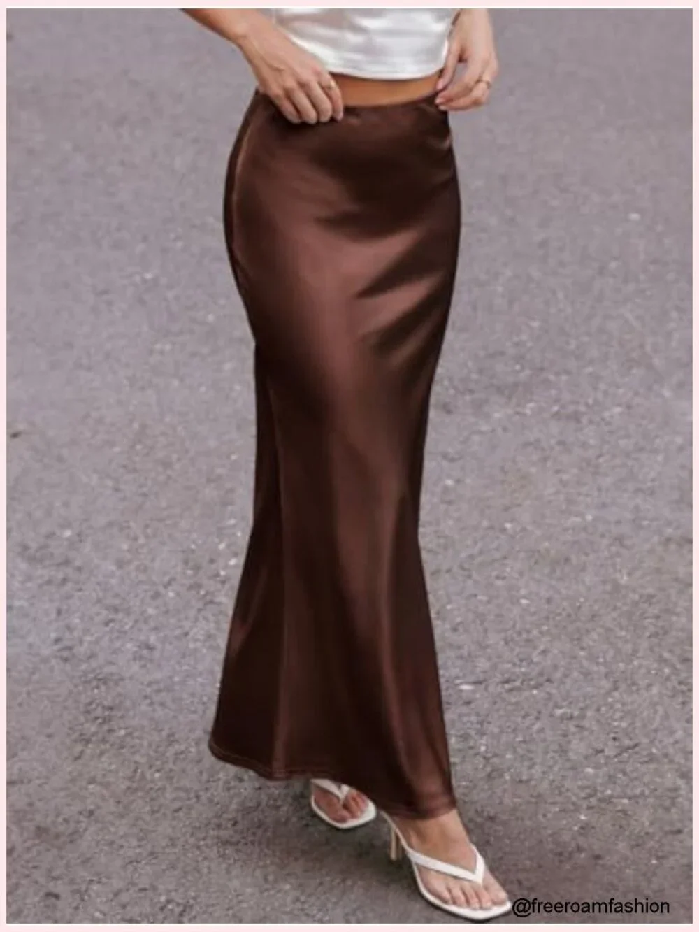 Satin Maxi Skirt - High Waisted Flowy A Line Slip Skirt